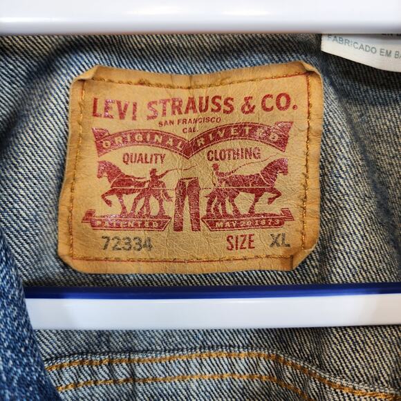 Levis Mens Jean Jacket XL Trucker 72334 Type 3 Blue Bleach Wash Distressed Chore - Picture 3 of 16